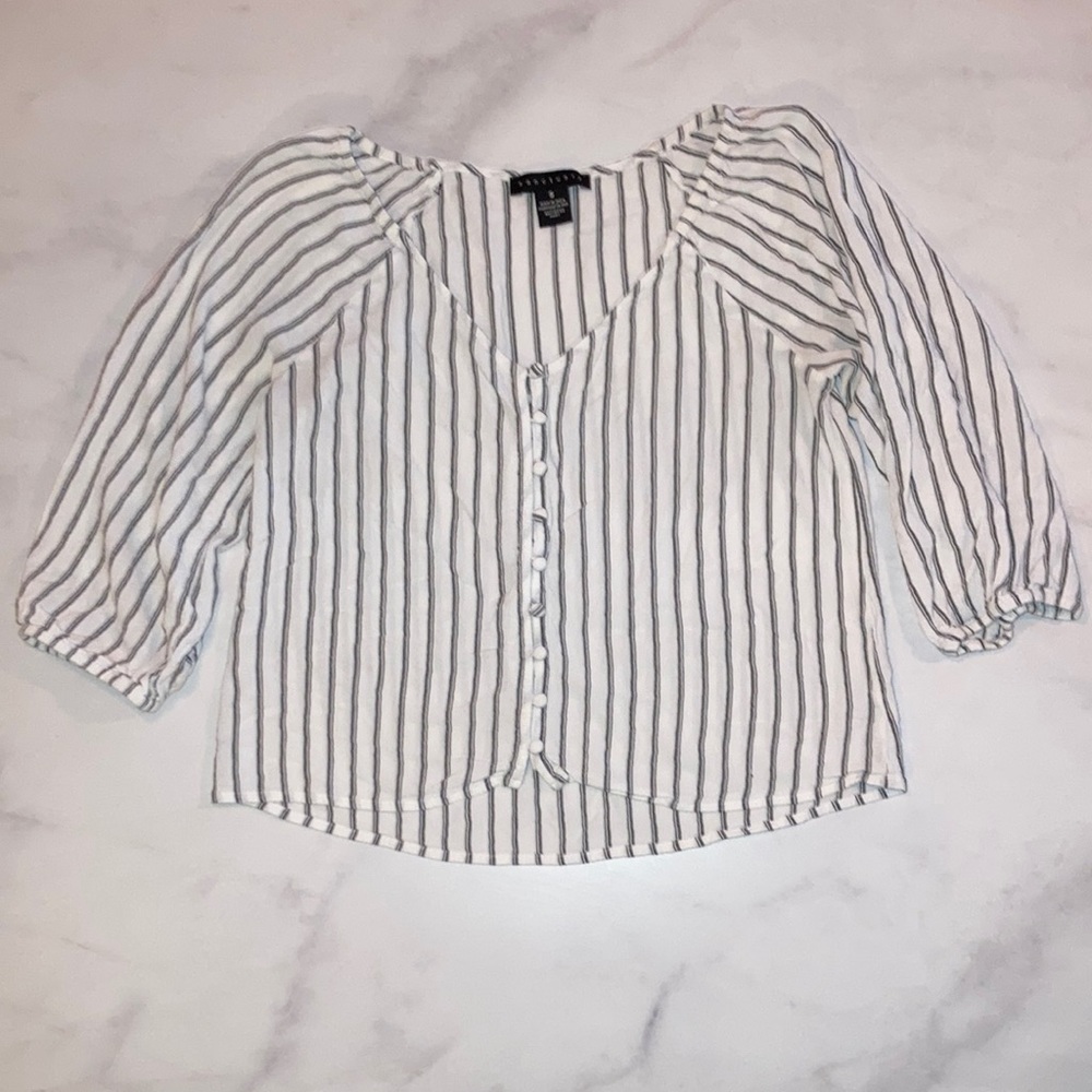 Sanctuary boyfriend shirt black striped white small